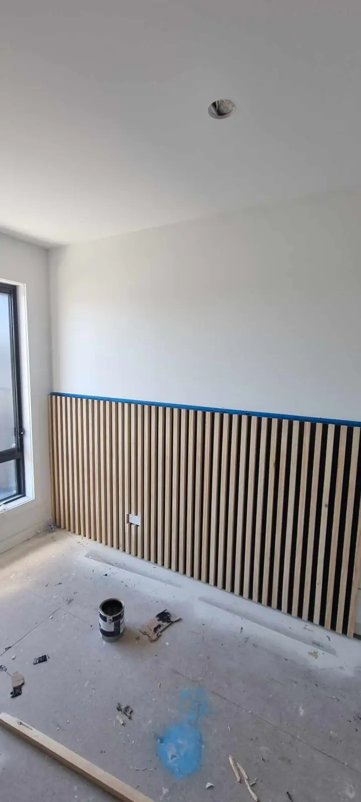 Vertical timber batten feature wall